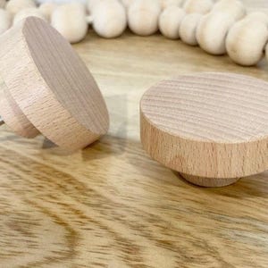 50mm Natural Beech Wood Round Knob