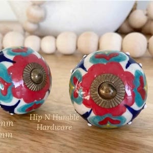 Multi Colored Flower Ceramic Knob