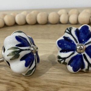 Blue and Green Leaf Melon Ceramic Knob