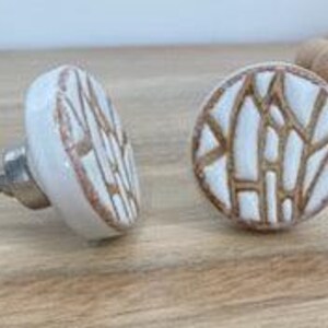 Brown & White Abstract Ceramic Knob