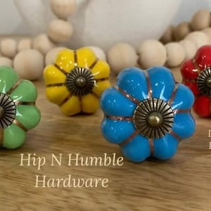 Small Retro Coloured Ceramic Melon Knobs