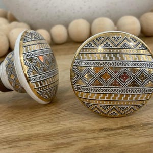 Golden Border Flat Ceramic Knob