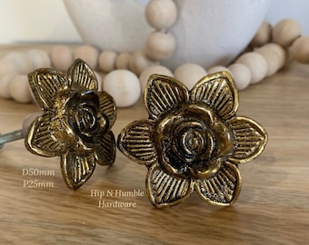 Golden Flower Metal Knob