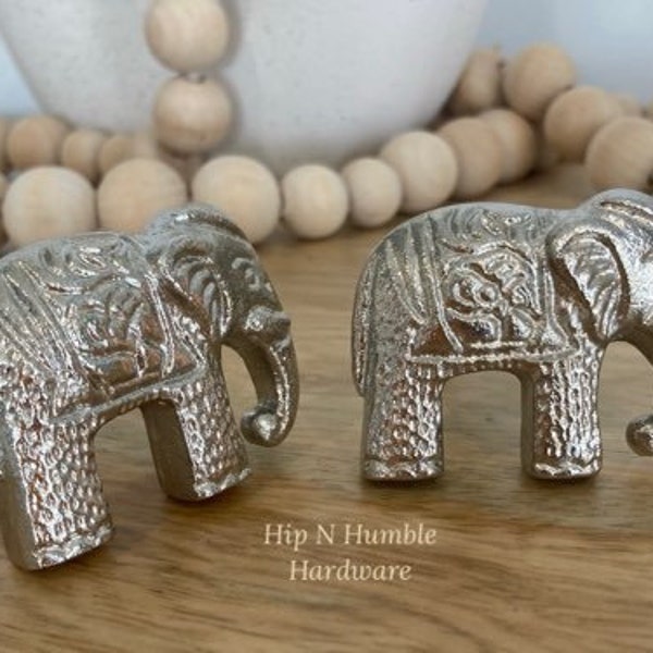Silver Elephant Metal Knob