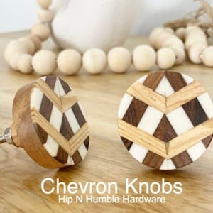 Ivory Chevron Wood Inlay Knob