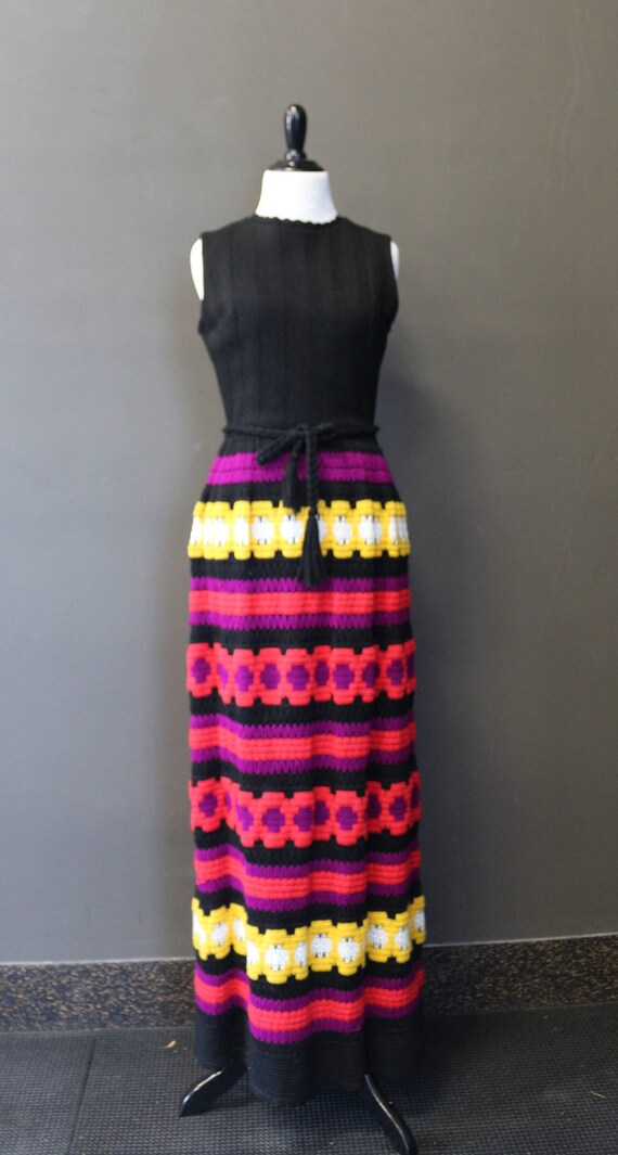 60's Ruth Norman For Gay Gibson Black Wool Crotche