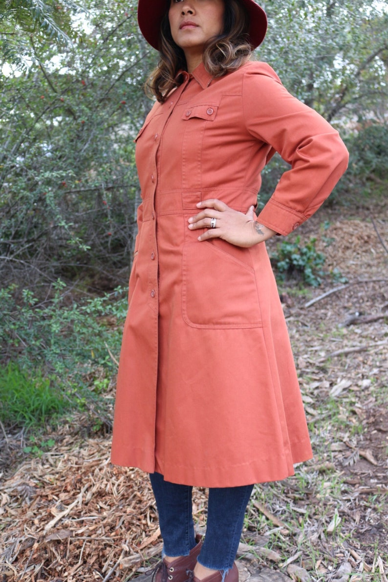 Vintage Burt Orange Hooded Trench Coat/blazer/jacket/rain - Etsy