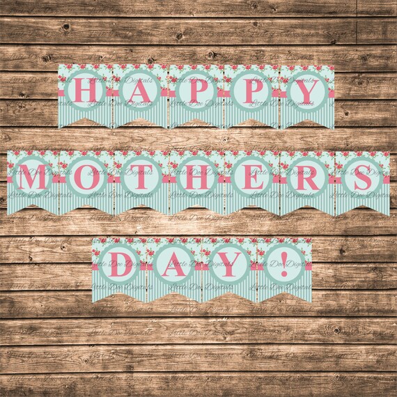 Printable Happy Mother's Day Floral Banner Bunting Pennant ...