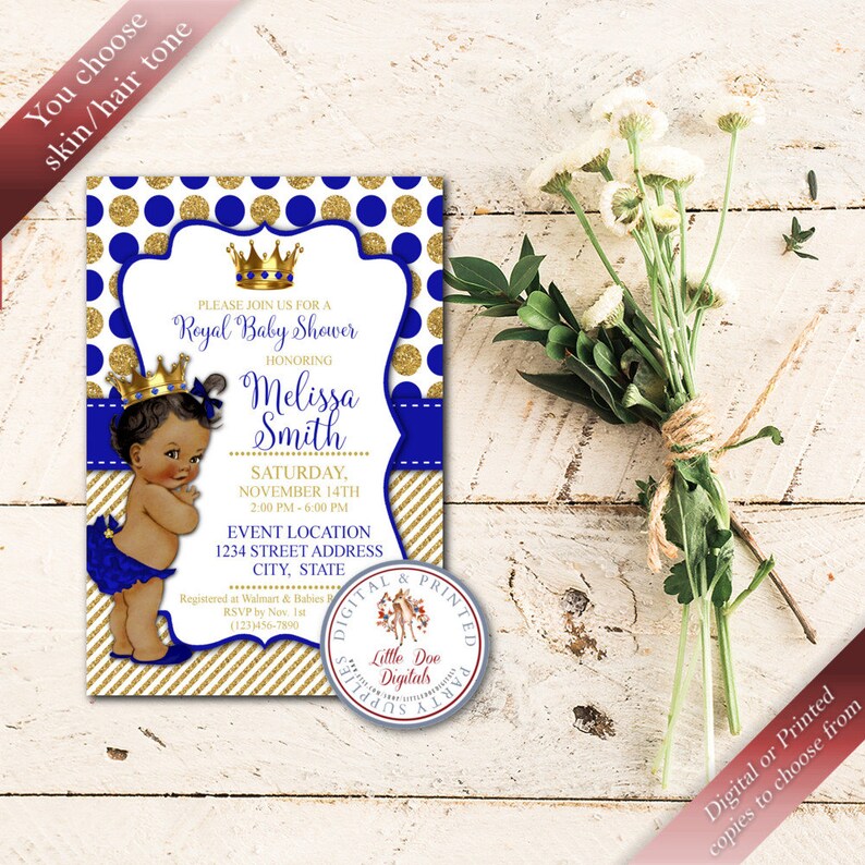 Personalized Royal Blue Gold Princess Baby Shower Invitation Etsy personalized-royal-blue-gold-princess-baby-shower-invitation-etsy