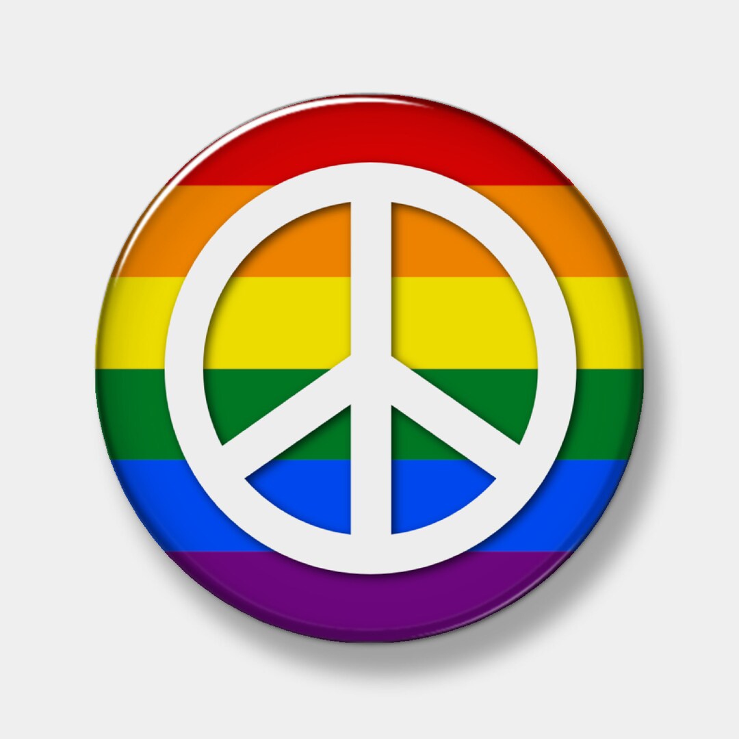 Peace Sign Pride Flag Button Pinback Button 1 2.25 or 3 Custom Button ...