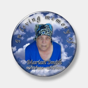 In loving memory custom memorial button - Pinback Button - 3" 2.25" or 1" Custom Button - Button - Pinback - Pin