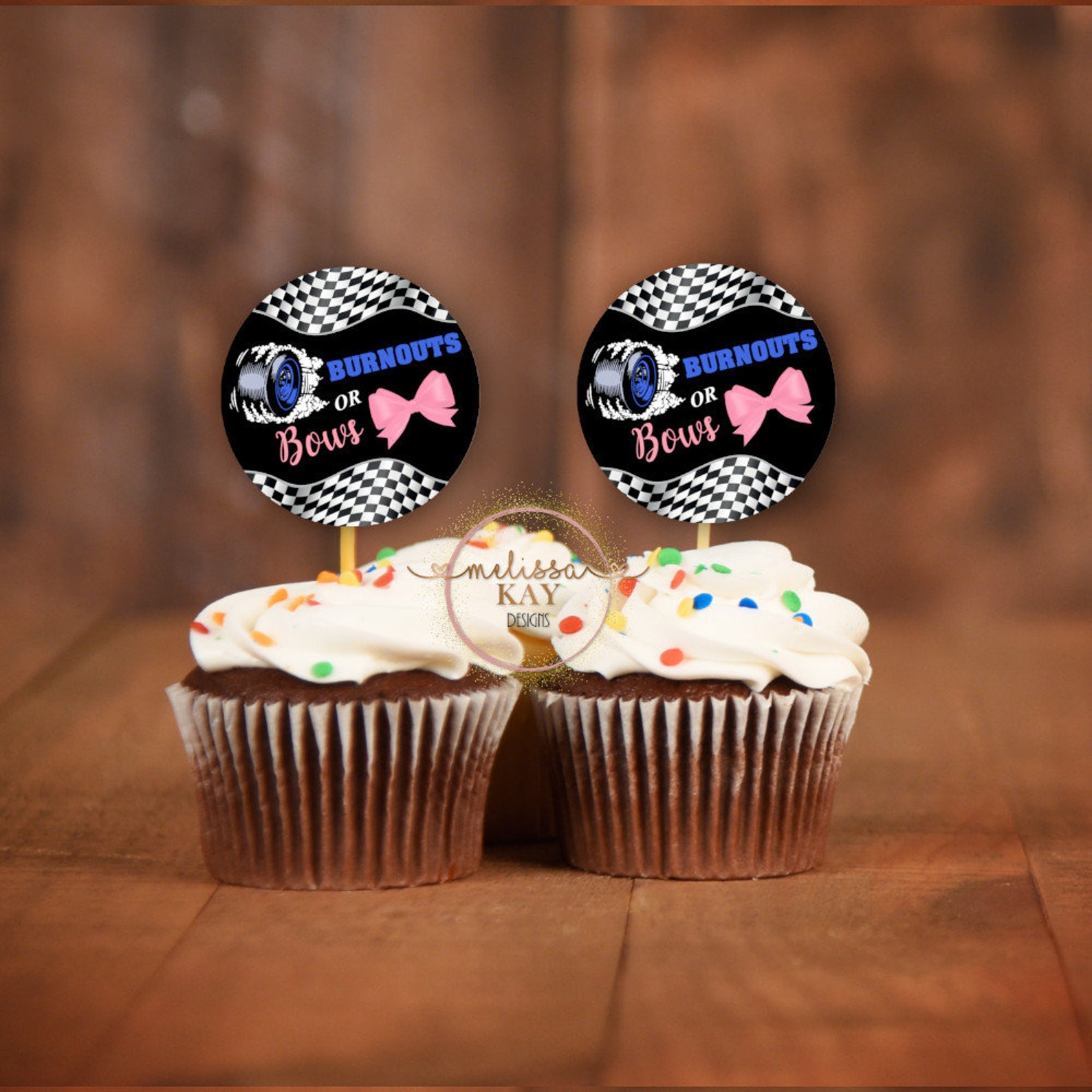 INSTANT DOWNLOAD Burnouts or Bows Gender Reveal Cupcake Etsy