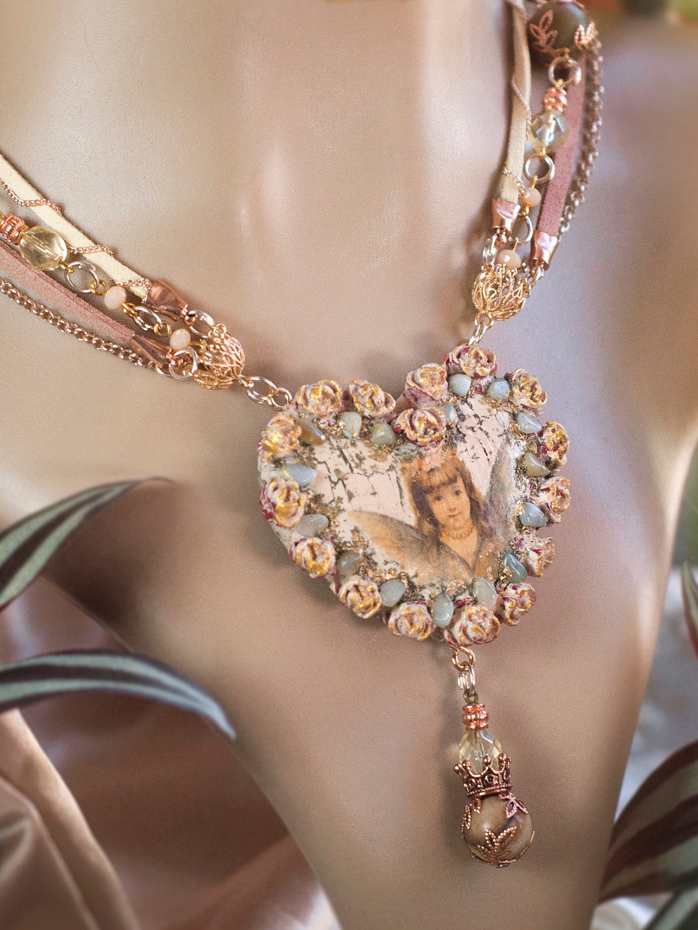 Vintage Gift Necklace Shabby Chic Pendant Boho Necklace Etsy