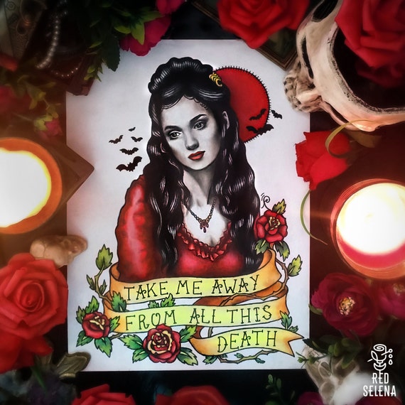 Poster Print Bram Stoker S Dracula Tattoo Flash Mina Etsy