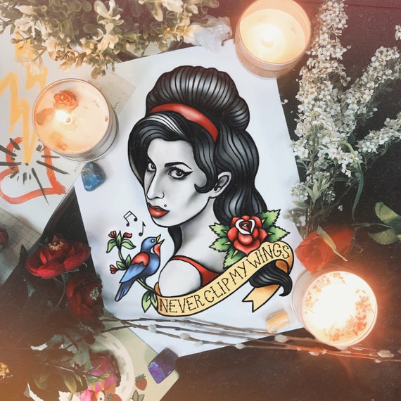 Posterdruck Amy Winehouse Tattoo Flash Etsy