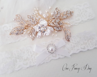 Beaded Lace Wedding Kousenband, Parel Bruids Kousenband Set, Gouden Bruiloft Kousenband Set, Aandenken Kousenband, Toss Kousenband, Aanpasbare handgemaakte stijl 829
