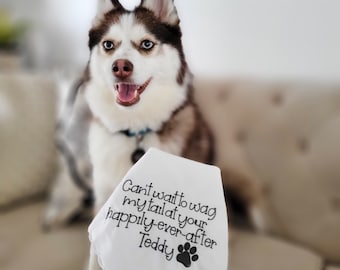 Van uw hond bruiloft zakdoek, cadeau voor de bruid, cadeau voor de bruidegom van hun hond, huisdier bruiloft, geborduurde bruiloft zakdoek