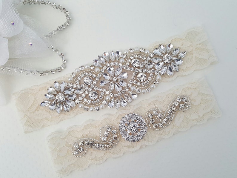 Bridal Garter Crystal Rhinestone Garter and Toss Garter Set Style 795 Wedding Garter