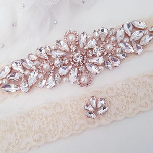 Ivory Beaded Lace Wedding Garter, Bridal Garter Set, Wedding Garter Set, Keepsake Garter, Toss Garter, Customizable Handmade-Style 825