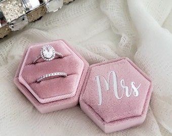 13 kleuren verlovingsringdoos | Fluwelen ringdoos met dubbele sleuf | Gepersonaliseerde trouwringdoos | Voorstel Ringdrager | Monogram Ringdoos