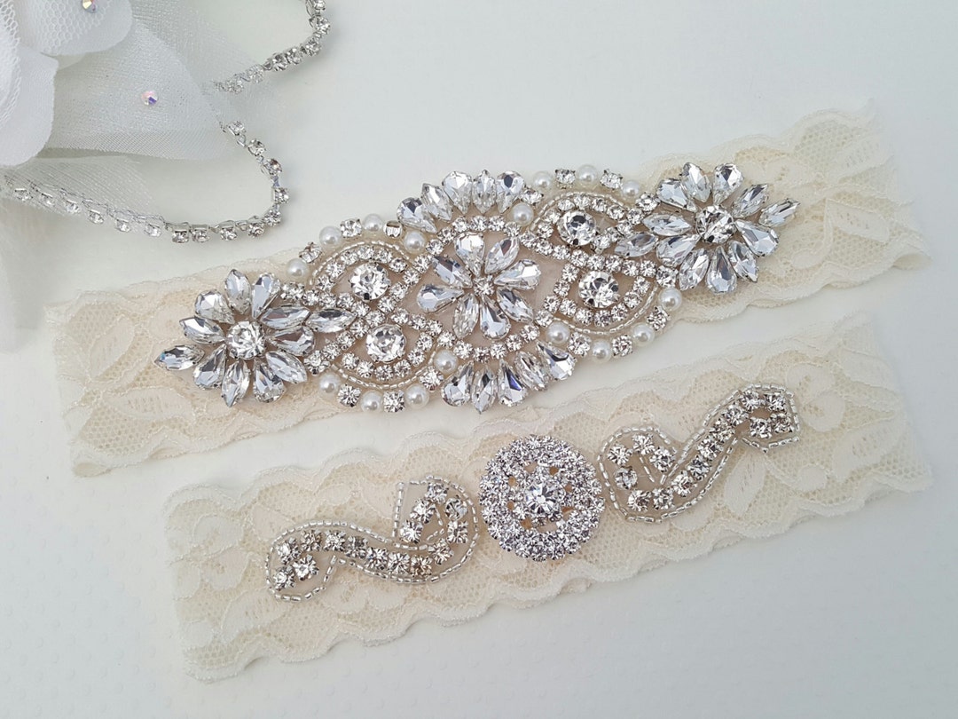 Wedding Garter Bridal Garter Crystal Rhinestone Garter and - Etsy