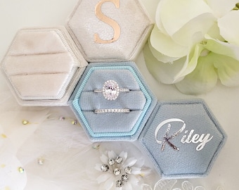 Bruiloft Velvet Ring Box | Enkele sleuf of dubbele sleuf ronde cirkel Ring Box | voor voorstel | Huwelijksceremonie | Betrokkenheid| en gepersonaliseerd cadeau