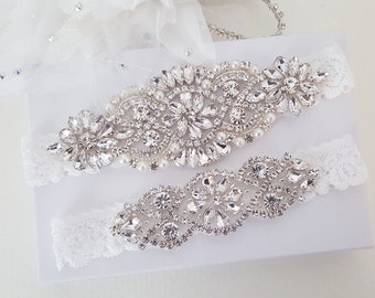 Liga de novia personalizada, boda vintage, liga de cristal, liga de encaje elástico