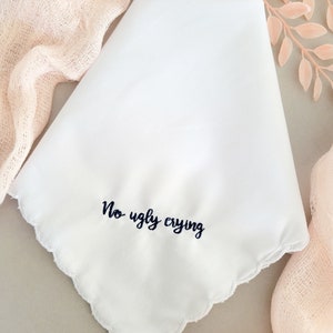 No Ugly Crying, Embroidery Handkerchief, Bridesmaid Gift Box, Maid of Honor Gift Something Blue for Bride from Sister Rehearsal Dinner Gifts