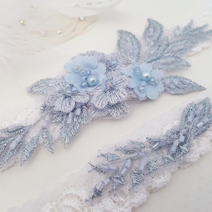 Wedding Garter, Lace Wedding Garter Set, Bridal garter set, Blue Garter, Something Blue