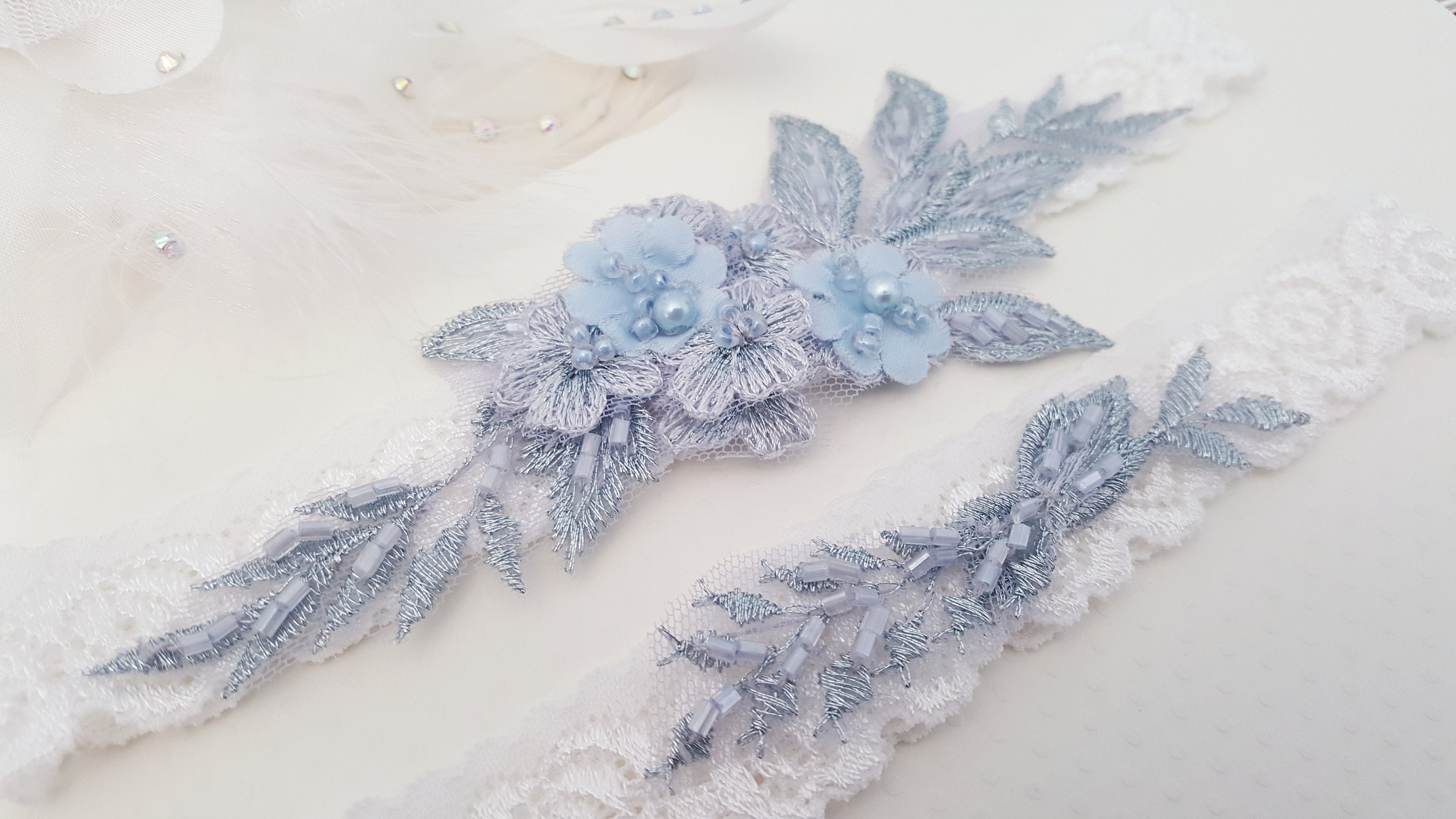 Wedding Garter, Lace Wedding Garter Set, Bridal garter set, Blue Gart…