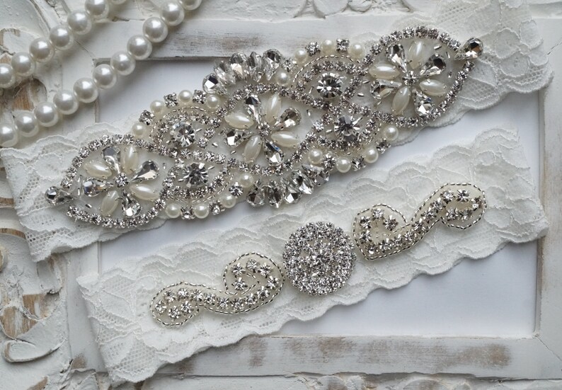 Wedding Garter Crystal Bridal Garter Set Vintage Inspired Etsy