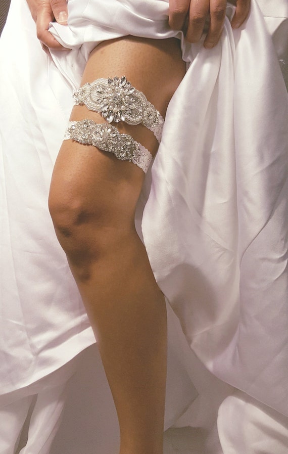 Wedding Garter and Toss Garter-Crystal Rhinestone, Bridal Garter Set, Wedding Garter Set
