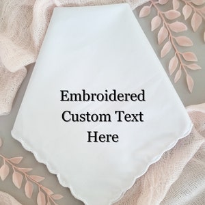 Custom Handkerchief, Embroidered Wedding Handkerchief, Sentimental Wedding Gift with Custom Message, Wedding Day, Custom Saying, Wording