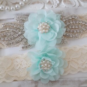 Rustic Garter Set, Ivory Wedding Garter Set, Lace Bridal Garter, Rustic Wedding Garter Set, Rustic Wedding -Style 820