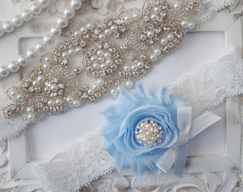 Wedding Garter Set, Bridal Garter Set, Vintage Wedding, Lace Garter, Pearl Garter, Style 200