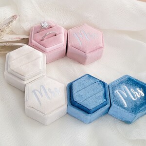 Engagement Ring Box |Custom Double Wedding Ring Box |Proposal Ring Bearer |Monogram Velvet Box| Dainty Engagement|Small Jewelry Storage Case