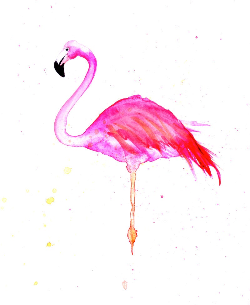 Flamingo Wall Art, Bright Pink, Print, Watercolour. Etsy UK