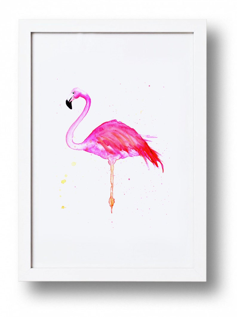 Flamingo Wall Art, Bright Pink, Print, Watercolour. Etsy UK