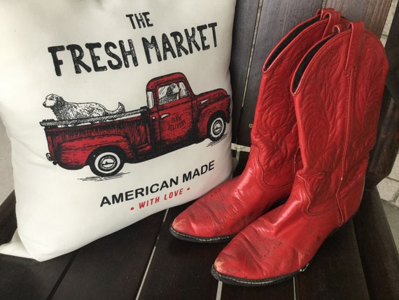 Red Cowboy Boots 80's / Vintage Acme Boots / Size