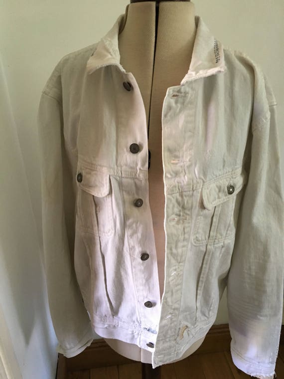 Vintage Ralph Lauren Polo White Denim Jacket, Dist
