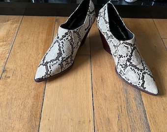 Vintage Cowboy Laarzen, Enkellaarsjes, Faux Snakeskin Laarzen