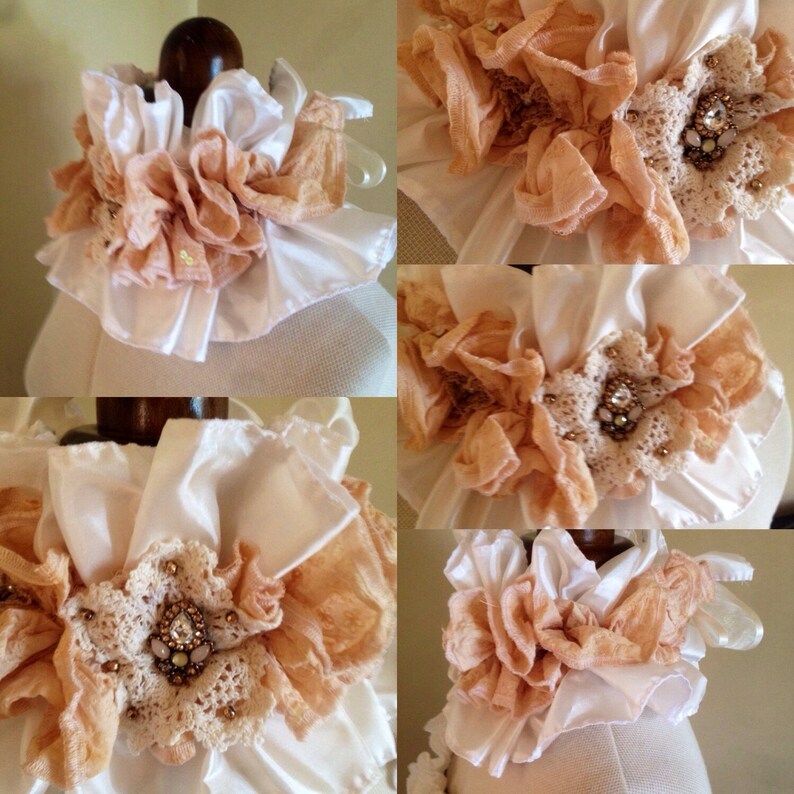 Wedding Jabot Ruffled Scarf Collar Bridal Jewellery Etsy