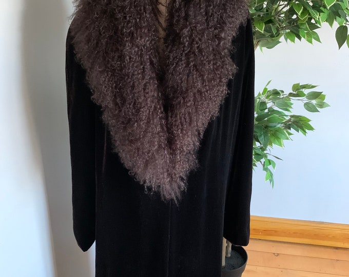 Vintage Velvet Coat Full Length Coat Shearling Collar 1930s Etsy
