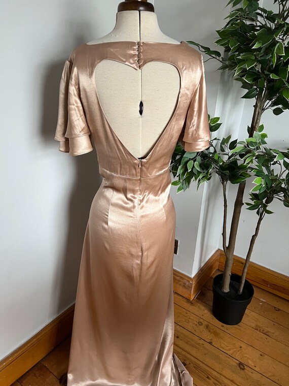 old hollywood style bridesmaid dresses Ivory Hollywood Glamour Wedding Dress - Satin Wedding Dress with Slit