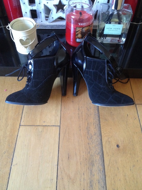 Vintage Dominatrix Shoes, Fetish, Suede and Patent