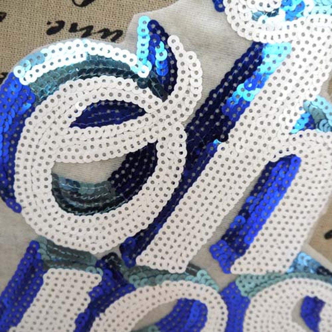 Vintage Sequin Applique Letter Embroidered Patch Applique Etsy