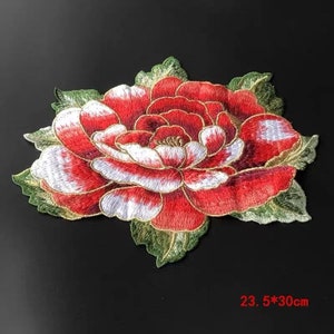 Large peony flower  Embroidered patch sweater decoration applique patch sewn on patch