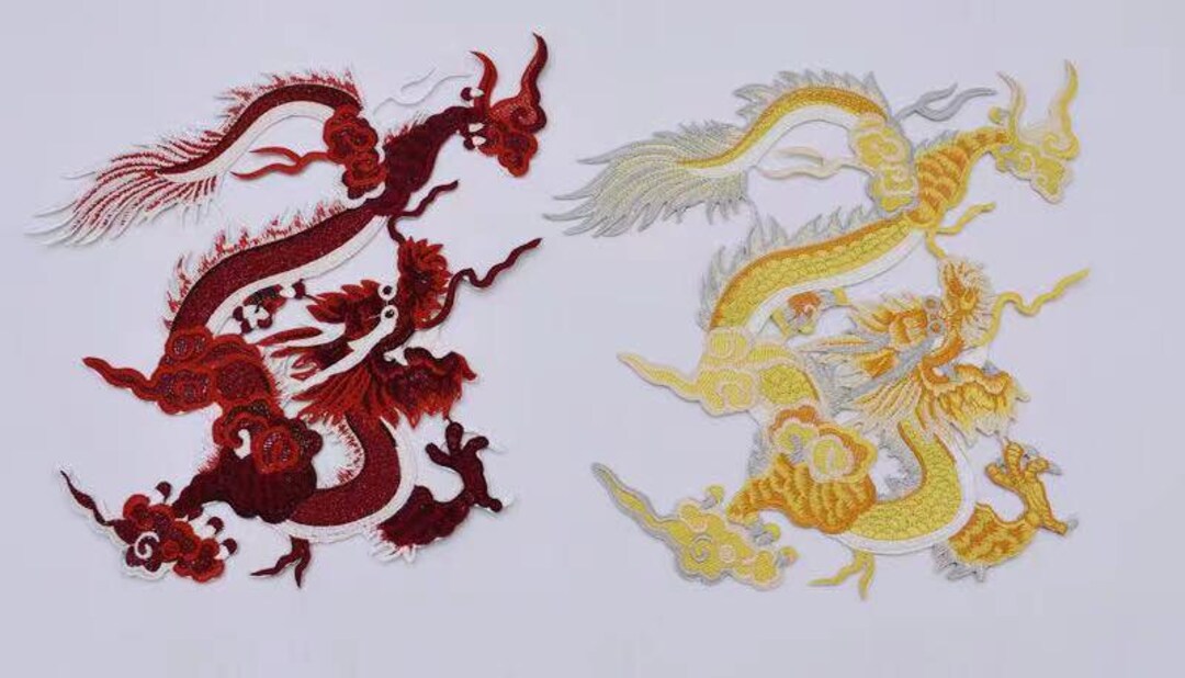 Medieval Sword Fantasy Dragons Embroidered Patch - IngridPatches