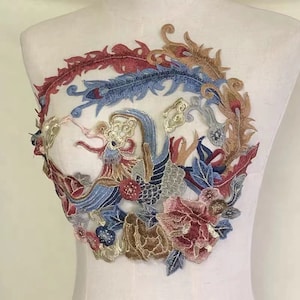 Golden Phoenix bird embroidered applique patch  patch Clothing decoration