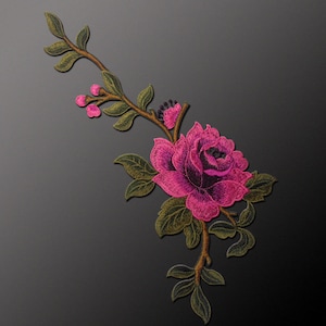 Pfingstrose gestickt Aufnäher Blumen Patch Kleidung Dekoration Patch